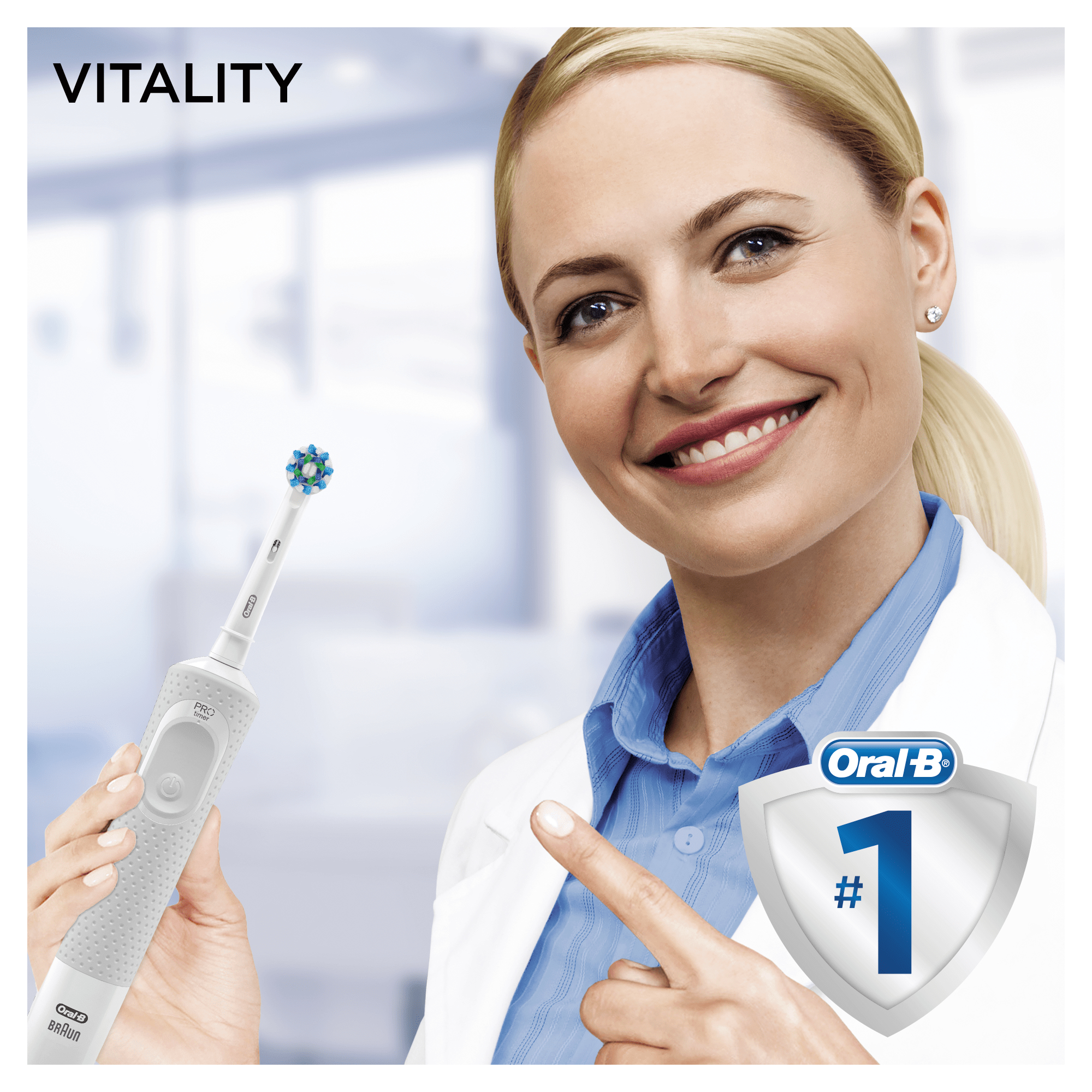 Oral-B Vitality 100 CrossAction Voksen Roterende, pulserende tandbørste Hvid Oral-B Vitality 100 CrossAction Voksen Roterende, pulserende tandbørste Hvid